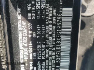 2014 Hyundai Santa Fe with VIN 5XYZUDLBXEG198796, listed as a Copart auction lot 56596375 with 106,017 mi miles and Salvage title. Bid and sale history available at DreamBid. Image 13.