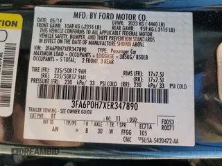 2014 Ford Fusion SE with VIN 3FA6P0H7XER347890, listed as a Copart auction lot 47312695 with 98,375 mi miles and Clean Title. Bid and sale history available at DreamBid. Image 15.