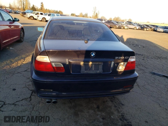 2002 BMW 3 Series 330Ci with VIN WBABN53422PH00697, listed as a Copart auction lot 42816245 with 187,159 mi miles and Salvage Title. Bid and sale history available at carsss.com. Image 6.