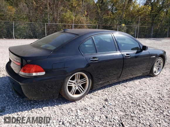 2005 BMW 7 Series with VIN WBAGL83585DC47066, listed as a Copart auction lot 75834464 with Not provided miles and Clean title. Bid and sale history available at DreamBid. Image 3.
