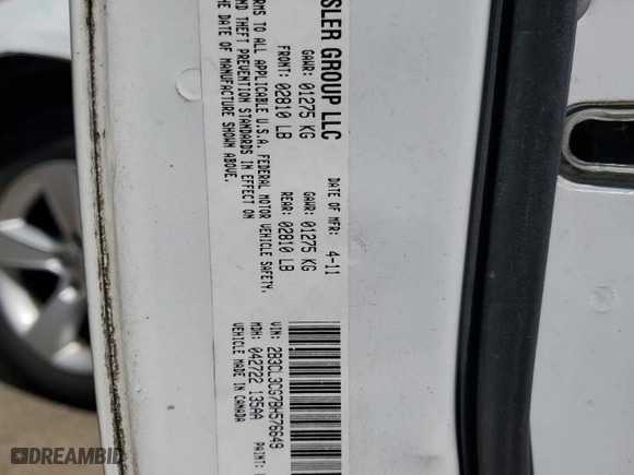 2011 Dodge Charger Rallye with VIN 2B3CL3CG7BH576649, listed as a Copart auction lot 52150935 with 265,379 mi miles and Salvage Title. Bid and sale history available at carsss.com. Image 12.
