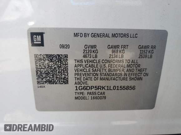 2020 Cadillac CT5 Sport with VIN 1G6DP5RK1L0155856, listed as a Copart auction lot 60001044 with 42,704 mi miles and Non Repairable. Bid and sale history available at carsss.com. Image 13.