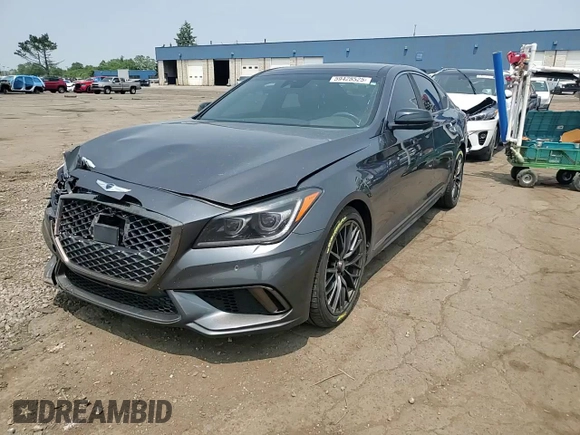 2018 Genesis G80 Sport with VIN KMHGN4JB0JU257124, listed as a Copart auction lot 59428525 with 92,157 mi miles and Salvage title. Bid and sale history available at DreamBid. Image 13.