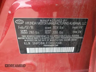 2018 Hyundai Elantra SEL with VIN 5NPD84LF1JH322068, listed as a Copart auction lot 81502884 with 103,052 mi miles and Salvage Title. Bid and sale history available at DreamBid. Image 15.