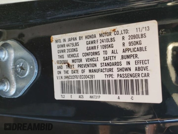 2014 Acura TSX Technology с VIN JH4CU2F61EC004281, выставлен на аукционе Copart как лот 76425374 с пробегом Не указан миль и Чистый • Clean title. История ставок и продаж доступна на DreamBid. Изображение 12.
