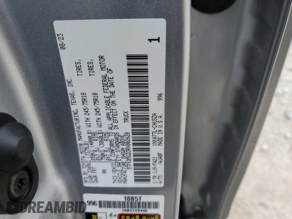 2024 Toyota Tundra z VIN 5TFKB5GD3RX002628, wystawiony jako Copart lot #43646195 z przebiegiem 17 559 mil mil oraz Czysty tytuł • Clean title. Historia ofert i sprzedaży dostępna na DreamBid. Obrazek 13.