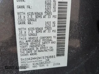 2019 Nissan Pathfinder SV with VIN 5N1DR2MM2KC576881, listed as a Copart auction lot 49815955 with 164,875 mi miles and Salvage title. Bid and sale history available at DreamBid. Image 15.