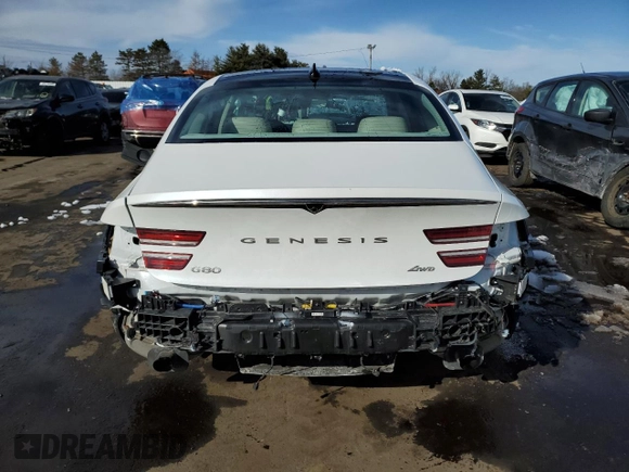 2022 Genesis G80 2.5T with VIN KMTGB4SC3NU092276, listed as a Copart auction lot 45701605 with 22,881 mi miles and Salvage Title. Bid and sale history available at carsss.com. Image 6.
