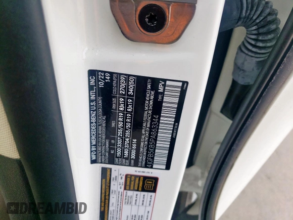 2023 Mercedes-Benz GLE 450 with VIN 4JGFB5KB5PA863344, listed as a Copart auction lot 49976145 with 57,077 mi miles and Salvage title. Bid and sale history available at DreamBid. Image 15.