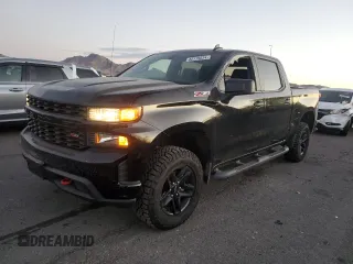 2021 Chevrolet Silverado 1500 Custom Trail Boss with VIN 3GCPYCEF6MG104130, listed as a Copart auction lot 82775624 with 62,408 mi miles and Salvage Title. Bid and sale history available at DreamBid. Image 1.
