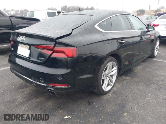 2019 Audi A5 Sportback Premium with VIN WAUANCF50KA072515, listed as a IAAI auction lot 41135123 with 30,456 mi miles. Bid and sale history available at carsss.com. Image 4.