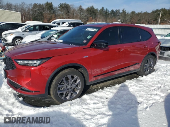 2023 Acura MDX w/A-Spec Package with VIN 5J8YE1H0XPL027358, listed as a Copart auction lot 43131555 with 21,767 mi miles and Salvage Title. Bid and sale history available at DreamBid. Image 1.