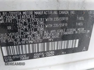 2021 Toyota RAV4 XLE Premium z VIN 2T3A1RFV1MW153237, wystawiony jako IAAI lot #42519130 z przebiegiem 52 471 mil mil oraz . Historia ofert i sprzedaży dostępna na DreamBid. Obrazek 9.