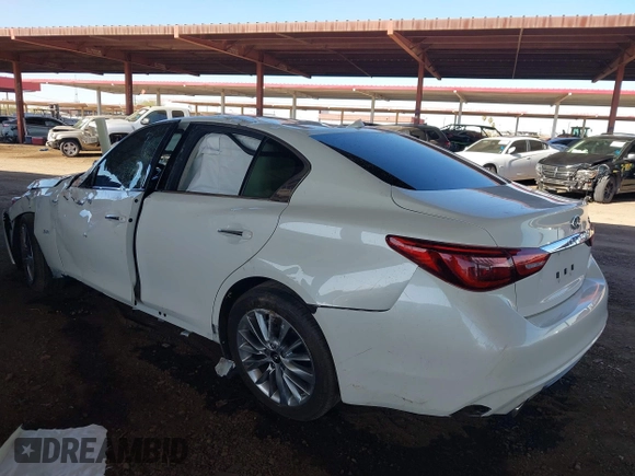 2020 Infiniti Q50 EDITION 30 with VIN JN1EV7APXLM201755, listed as a IAAI auction lot 41505386 with 52,316 mi miles and . Bid and sale history available at carsss.com. Image 3.