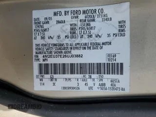 2006 Mercury Mountaineer Luxury with VIN 4M2EU37E26UJ03882, listed as a Copart auction lot 52283255 with Not provided miles and Non repairable. Bid and sale history available at DreamBid. Image 14.