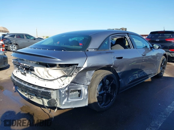 2025 Lucid Air Pure with VIN 50EA1PGA6SA002823, listed as a IAAI auction lot 41840873 with 756 mi miles. Bid and sale history available at carsss.com. Image 4.