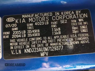 2021 Kia Soul S with VIN KNDJ23AU1M7129377, listed as a IAAI auction lot 41523428 with 44,634 mi miles and . Bid and sale history available at DreamBid. Image 9.
