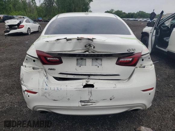 2015 Infiniti Q70 z VIN JN1BY1AR1FM561445, wystawiony jako Copart lot #58377655 z przebiegiem 202 174 mil mil oraz Szkoda całkowita • Salvage title. Historia ofert i sprzedaży dostępna na DreamBid. Obrazek 6.