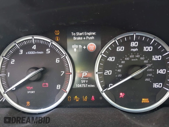 2015 Acura TLX Tech with VIN 19UUB1F51FA014434, listed as a IAAI auction lot 40791595 with 104,757 mi miles. Bid and sale history available at carsss.com. Image 7.