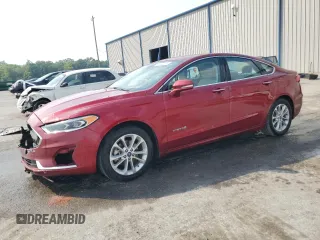 2019 Ford Fusion Hybrid SEL with VIN 3FA6P0MU9KR136851, listed as a Copart auction lot 51752575 with 104,637 mi miles and Salvage Title. Bid and sale history available at carsss.com. Image 1.