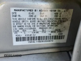 2003 Nissan Altima S z VIN 1N4AL11E23C204870, wystawiony jako Copart lot #58247635 z przebiegiem 164 420 mil mil oraz Szkoda całkowita • Salvage title. Historia ofert i sprzedaży dostępna na DreamBid. Obrazek 13.