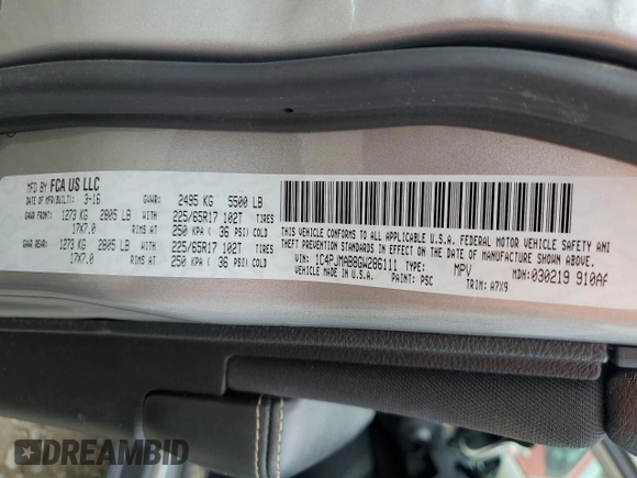 2016 Jeep Cherokee Sport with VIN 1C4PJMAB8GW286111, listed as a Copart auction lot 64189715 with 96,138 mi miles and Salvage title. Bid and sale history available at DreamBid. Image 14.