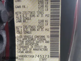 2016 Nissan Frontier S with VIN 1N6BD0CTXGN745173, listed as a Copart auction lot 43440955 with 127,557 mi miles and Salvage Title. Bid and sale history available at carsss.com. Image 12.