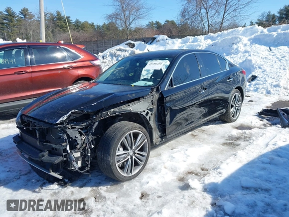 2015 Infiniti Q50 with VIN JN1BV7AR5FM390226, listed as a IAAI auction lot 41588250 with 121,928 mi miles. Bid and sale history available at carsss.com. Image 2.