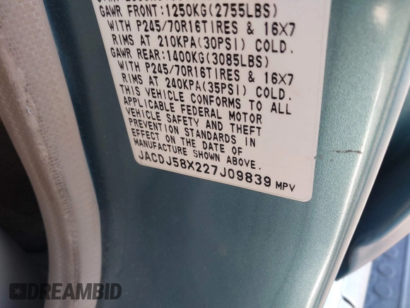 2002 Isuzu Trooper S with VIN JACDJ58X227J09839, listed as a IAAI auction lot 41657602 with 211,237 mi miles and . Bid and sale history available at DreamBid. Image 9.