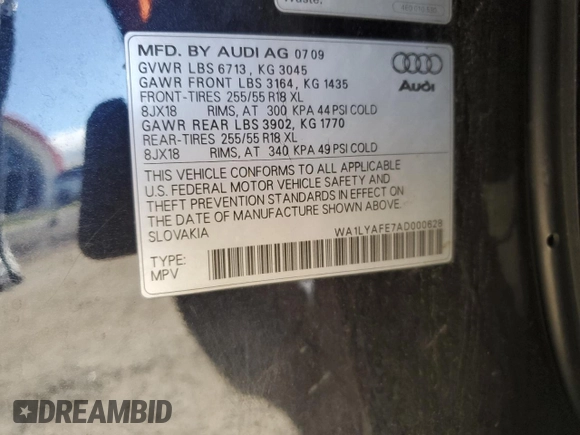 2010 Audi Q7 3.6L Premium Plus with VIN WA1LYAFE7AD000628, listed as a Copart auction lot 51445135 with 206,781 mi miles and Clean Title. Bid and sale history available at carsss.com. Image 13.
