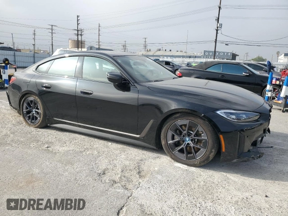 2023 BMW i4 eDrive35 with VIN WBY43AW07PFR42901, listed as a Copart auction lot 47583134 with 18,638 mi miles. Bid and sale history available at carsss.com. Image 4.