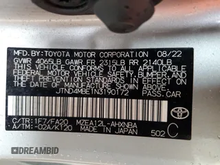 2022 Toyota Corolla Hatchback SE with VIN JTND4MBE1N3190172, listed as a Copart auction lot 73514674 with 39,834 mi miles and Salvage Title. Bid and sale history available at carsss.com. Image 12.