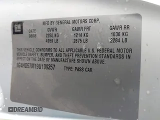 2009 Buick Lucerne CXL with VIN 1G4HD57M19U109257, listed as a IAAI auction lot 42064449 with 153,665 mi miles. Bid and sale history available at carsss.com. Image 9.