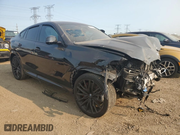 2021 BMW X6 M50i with VIN 5UXCY8C05M9H31042, listed as a Copart auction lot 64614714 with 0 mi miles and Salvage Title. Bid and sale history available at carsss.com. Image 4.