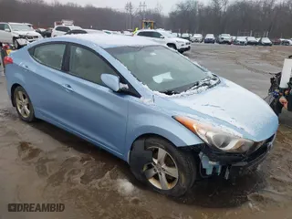 2013 Hyundai Elantra GLS PZEV with VIN KMHDH4AE8DU496607, listed as a IAAI auction lot 41432760 with 165,115 mi miles. Bid and sale history available at carsss.com. Image 1.