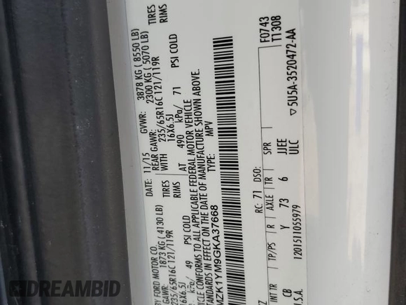 2016 Ford Transit XL z VIN 1FMZK1YM9GKA37668, wystawiony jako Copart lot #60791603 z przebiegiem 122 623 mil mil oraz Szkoda całkowita • Salvage title. Historia ofert i sprzedaży dostępna na DreamBid. Obrazek 13.