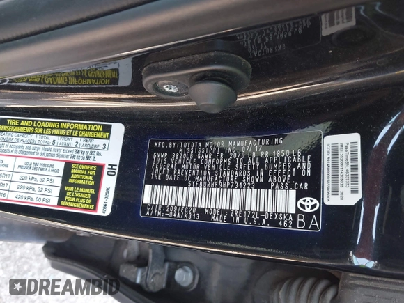 2017 Toyota Corolla L with VIN 5YFBURHE9HP731223, listed as a IAAI auction lot 42381802 with 86,954 mi miles and . Bid and sale history available at DreamBid. Image 8.