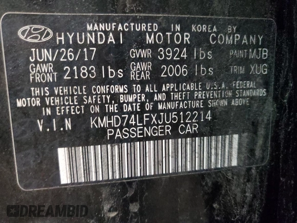 2018 Hyundai Elantra SE z VIN KMHD74LFXJU512214, wystawiony jako Copart lot #50539025 z przebiegiem 76 068 mil mil oraz Szkoda całkowita • Salvage title. Historia ofert i sprzedaży dostępna na DreamBid. Obrazek 12.