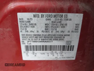2024 Ford Maverick XLT с VIN 3FTTW8H34RRA00377, выставлен на аукционе IAAI как лот 42543174 с пробегом 5 443 миль миль и . История ставок и продаж доступна на DreamBid. Изображение 9.