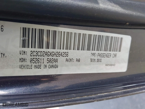 2016 Dodge Challenger SXT Plus with VIN 2C3CDZAGXGH264256, listed as a IAAI auction lot 41759183 with 128,358 mi miles. Bid and sale history available at carsss.com. Image 9.