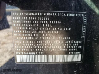 2022 Volkswagen Tiguan SE with VIN 3VV2B7AX5NM072373, listed as a Copart auction lot 45186335 with 48,159 mi miles and Salvage Title. Bid and sale history available at carsss.com. Image 15.