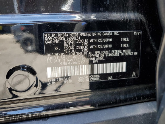 2021 Toyota RAV4 Hybrid LE with VIN 2T3B6RFVXMW028517, listed as a Copart auction lot 61558755 with 136,330 mi miles and Salvage title. Bid and sale history available at DreamBid. Image 13.