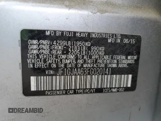 2015 Subaru Impreza z VIN JF1GJAA63FG020141, wystawiony jako Copart lot #51444645 z przebiegiem 65 194 mil mil oraz Szkoda całkowita • Salvage title. Historia ofert i sprzedaży dostępna na DreamBid. Obrazek 12.