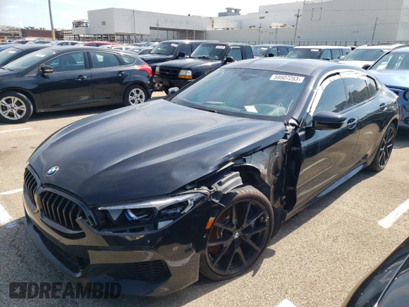 2022 BMW 8 Series M850i with VIN WBAGV8C08NCH71533, listed as a Copart auction lot 59507253 with 0 mi miles. Bid and sale history available at carsss.com. Image 2.