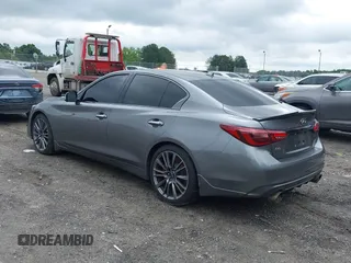 2021 Infiniti Q50 Red Sport 400 with VIN JN1FV7DR2MM880505, listed as a IAAI auction lot 42377058 with 59,618 mi miles and . Bid and sale history available at DreamBid. Image 3.