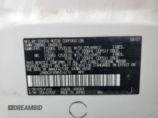 2008 Toyota RAV4 Limited with VIN JTMZK31V085016176, listed as a Copart auction lot 57848755 with 244,872 mi miles and Salvage title. Bid and sale history available at DreamBid. Image 13.