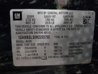 2017 GMC Acadia SLE with VIN 1GKKNSLS0HZ203792, listed as a IAAI auction lot 41219500 with 110,918 mi miles. Bid and sale history available at carsss.com. Image 9.