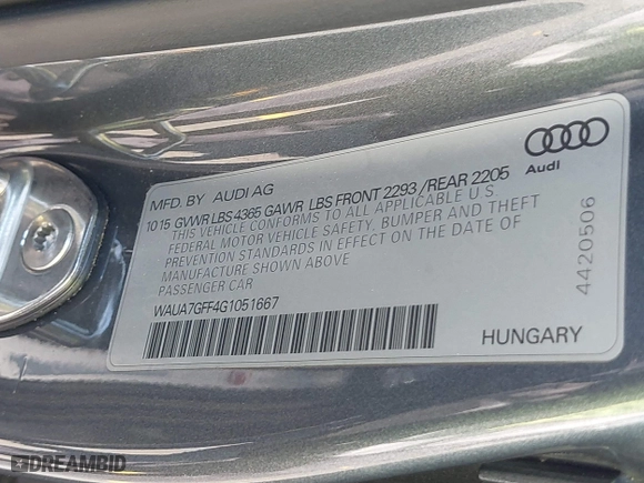 2016 Audi A3 1.8T Premium with VIN WAUA7GFF4G1051667, listed as a IAAI auction lot 41945674 with 101,648 mi miles. Bid and sale history available at carsss.com. Image 9.