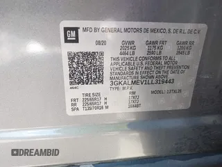 2020 GMC Terrain SLE with VIN 3GKALMEV1LL319443, listed as a IAAI auction lot 42375067 with 39,575 mi miles and . Bid and sale history available at DreamBid. Image 9.