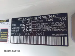 2010 Mercedes-Benz E 550 with VIN WDDKJ7CB4AF012491, listed as a IAAI auction lot 42165752 with 67,581 mi miles and . Bid and sale history available at DreamBid. Image 9.